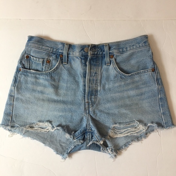 Levi’s Premium 501 High Rise Button Fly Denim Cutoff Jean Shorts - Picture 5 of 16